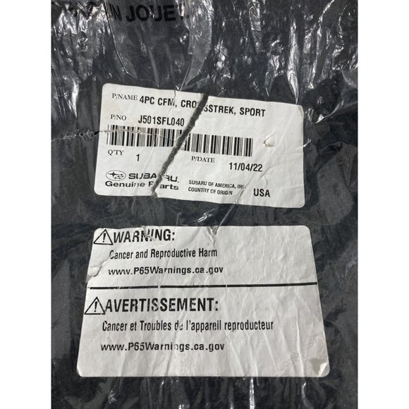 New OEM Subaru Crosstrek Sport 4 Pc Floor Mat Set J501SFL040 2021 2022 - Picture 3 of 3